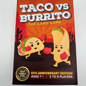 Taco vs Burrito Card Game 5th Anniversary Ages 7+ 2-5 Players Family Party Game